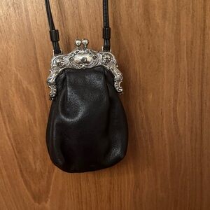 Elegant Black Leather Mini Bag with Silver Detailing